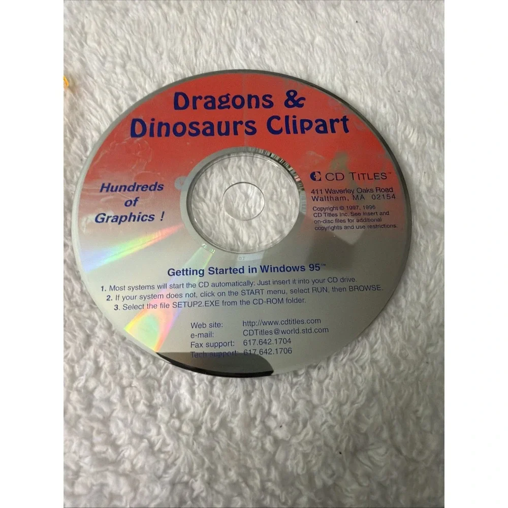 Dragons & Dinosaurs Clip Art PC CD ROM 1997 CD TITLES Win 95 Pictures Animals